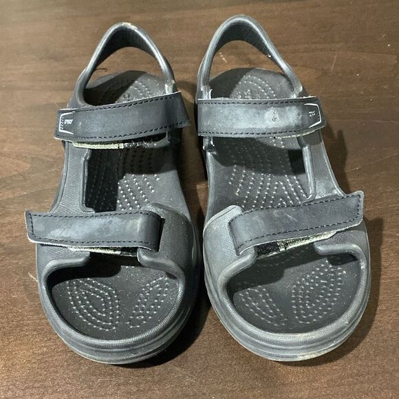 Crocs Swiftwater Jr Black Velcro Sandals Size 1 - Picture 2 of 10